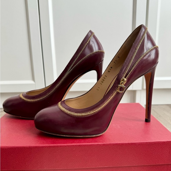 Salvatore Ferragamo Shoes - Salvatore Ferragamo Rory Bem Corniola Calf Shoes 7.5B in Burgundy